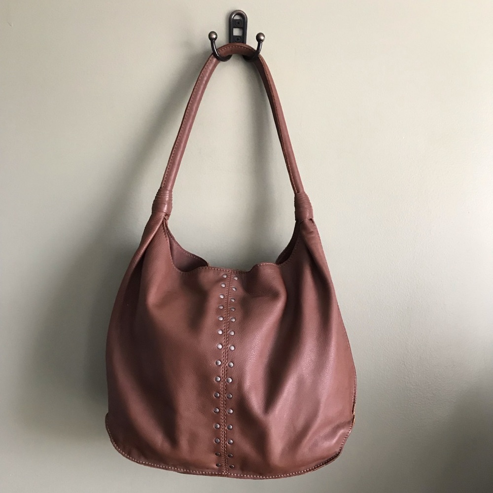 J. Jill leather hobo bag with grommet studs